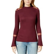 MAISON JULES $39 Womens New 1422 Maroon Sheer Long Sleeve Top L B+B